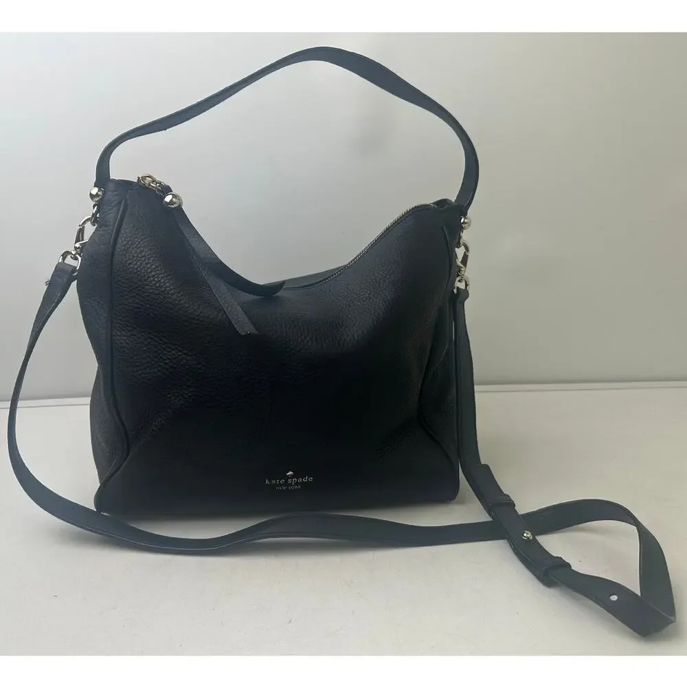 Kate Spade Charles Street Small Haven Black Pebbled Leather Hobo Bag
